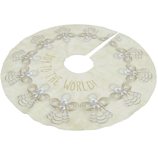 名前:『世界への喜び』クリスマス·エンジェル·クリーム ブラッシュドポリエステルツリースカート (アングル)