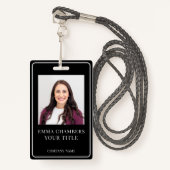 名前&会社ブラックIDバッジ バッジ (正面ランヤード)