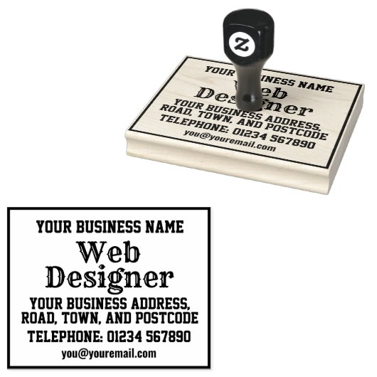 名前、住所などが記載されたウェブデザイナー ラバースタンプ (押印)