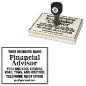 名前、住所などが記載されたファイナンシャルアドバイザー ラバースタンプ (押印)