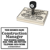 名前、住所などが記載された建設管理者 ラバースタンプ (押印)