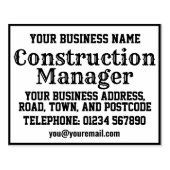 名前、住所などが記載された建設管理者 ラバースタンプ (インプリント)