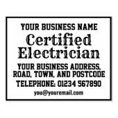 名前、住所などが記載された認定電気技士 ラバースタンプ (インプリント)