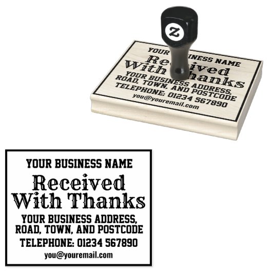 名前、住所などとともに感謝の意を込めて受領 ラバースタンプ (押印)