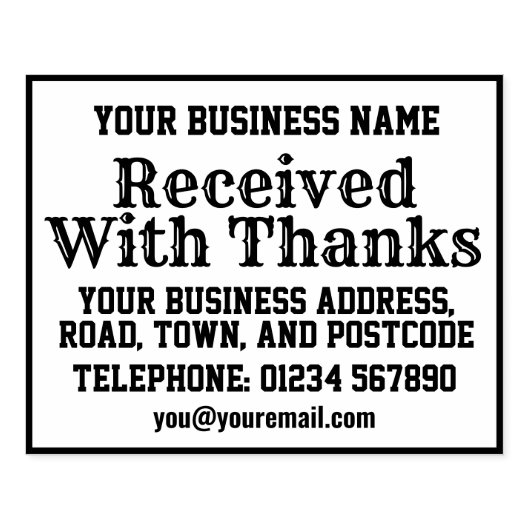 名前、住所などとともに感謝の意を込めて受領 ラバースタンプ (インプリント)