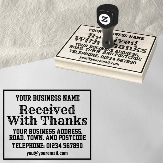 名前、住所などとともに感謝の意を込めて受領 ラバースタンプ