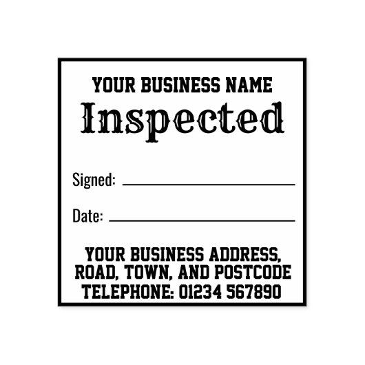 名前、住所にて検査済み。領収書のゴム印 ラバースタンプ (インプリント)