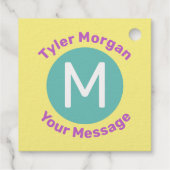 名前（円のモノグラム付き）、メッセージ フェイバータグ (裏面)