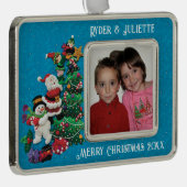 名前、写真、子供からのメッセージの贈り物のパーソナライズ シルバープレートフレームオーナメント (右)