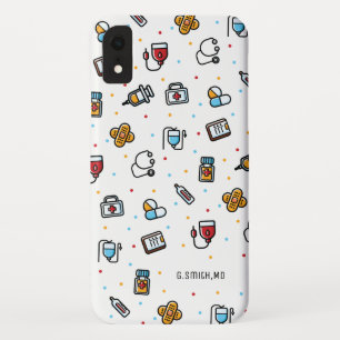 名前 医療パターン 医師とナース iPhone XRケース