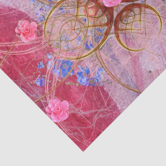 名前/単語とピンクの繊細な押された花 薄葉紙 (詳細)