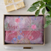 名前/単語とピンクの繊細な押された花 薄葉紙 (ギフト)