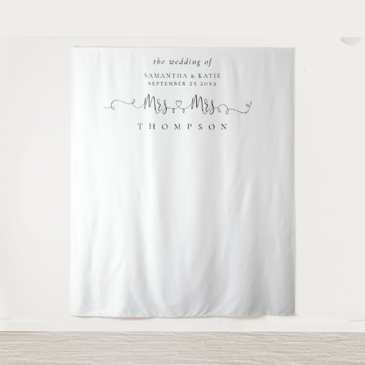 名前 名前 レズビアン 結婚式 フォトブース 背景 タペストリー (正面)