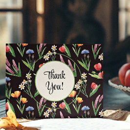 名前、夏の山花モダンカラフル サンキューカード