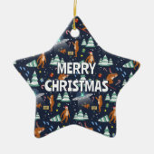 名前 – 大きな足、エイリアン、トナカイのクリスマス セラミックオーナメント (正面)