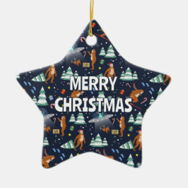 名前 – 大きな足、エイリアン、トナカイのクリスマス セラミックオーナメント