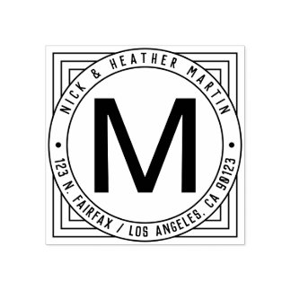 名前、姓のイニシャルと差出人住所 モダン ラバースタンプ