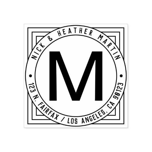 名前、姓のイニシャルと差出人住所 モダン ラバースタンプ (インプリント)