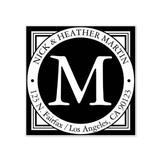 名前、姓のイニシャルと差出人住所 ラバースタンプ