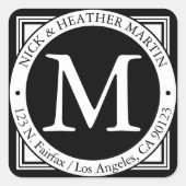 名前、姓のイニシャルと差出人住所 | b&w スクエアシール (正面)