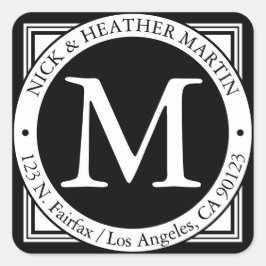 名前、姓のイニシャルと差出人住所 | b&w スクエアシール