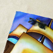 名前、帆船海海、青を追加 ビーチタオル (インサイチュ)