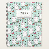 名前/年の追加 |かわいい手描きユニコーンの猫 プランナー手帳 (正面)