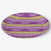 名前&年齢バースデーパーティーケルトストライプク紫 ペーパープレート (アングル)