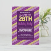 名前&年齢バースデーパーティーケルトストライプク紫 招待状 (スタンド正面)