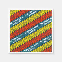 名前&年齢バースデーパーティーケルトストライプティック赤ブルー