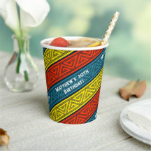 名前&年齢バースデーパーティーケルトストライプティック赤ブルー