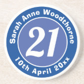 名前、年齢、日付の21歳 コースター (正面)