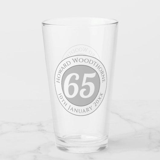 名前、年齢、誕生日を持つ誕生祝い タンブラーグラス (裏面)