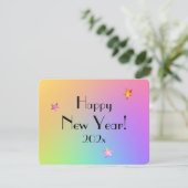 名前 || 幸せな新年のグラデーション虹とゴールド シーズンカード (スタンド正面)