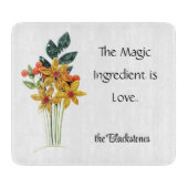 名前，引用文,紙クイル花ガラス カッティングボード (正面)