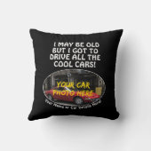 名前、彼の車の写真、文字、古いが車を追加カッコいい クッション (裏面)