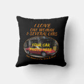 名前、彼の車の写真、文字、私は女性と車を愛する クッション (裏面)