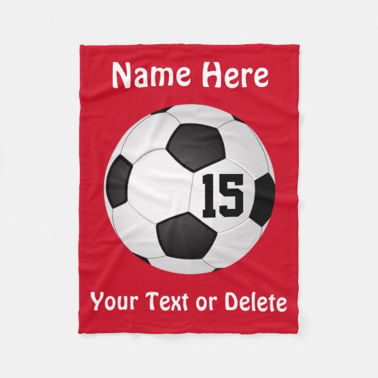名前、数および文字が付いているサッカー毛布 フリースブランケット (正面)