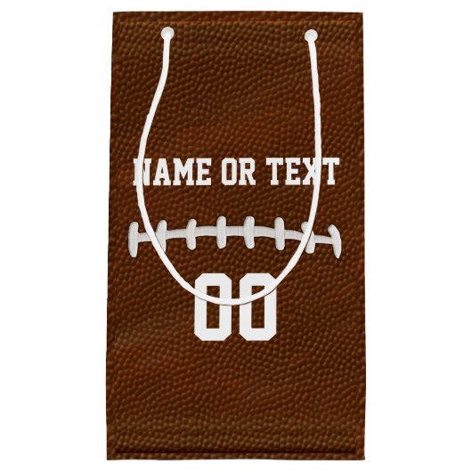 名前、数のパーソナライズなフットボールのギフトバッグ スモールペーパーバッグ (正面)