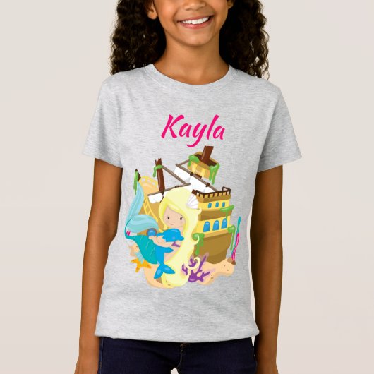 名前/文字の女の子のジャージ素晴らしTシャツを追加 Tシャツ (正面)
