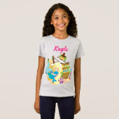 名前/文字の女の子のジャージ素晴らしTシャツを追加 Tシャツ (正面フル)