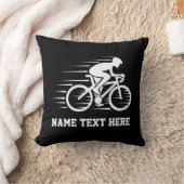 名前/文字自転車スピードライダーレーサーホワイトを追加 クッション (ブランケット)