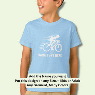 名前/文字自転車スピードライダーレーサーホワイトを追加 Tシャツ