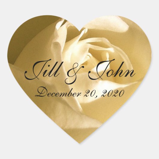 名前、日付、クリームバラ日付の保存 ハートシール (正面)
