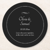 名前 日付 メッセージ ブラック ホワイト インフィニティ スクロール, ラウンドペーパーコースター (正面)