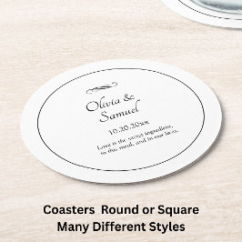 名前 日付 メッセージ ブラック ホワイト インフィニティ スクロール, ラウンドペーパーコースター