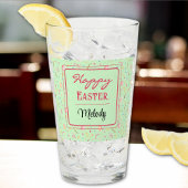 名前、春グリーンハッピーイースターピントガラス タンブラーグラス