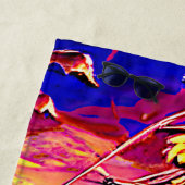 名前、様式化された茶色の海賊帆船を追加 ビーチタオル (インサイチュ)