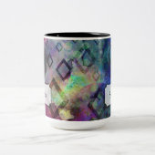 名前、水カラフル色抽象芸術を追加(ダイヤモンド付き) ツートーンマグカップ (中央)