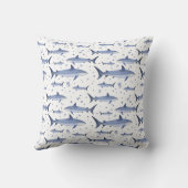 名前+水彩モノグラムシャーククラゲ |白 クッション (裏面)